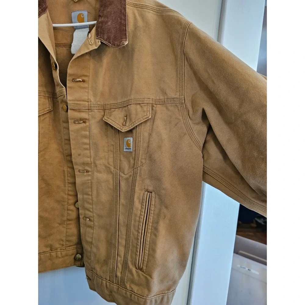 90s USA Vintage distressed Carhartt Tan Unlined Duck Trucker Jacket‎ Grunge y2k